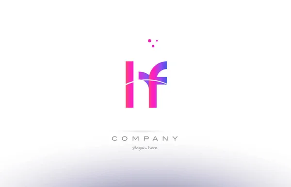 Hf h f 핑크 현대 창조적인 알파벳 편지 로고 아이콘 템플릿 — 스톡 벡터