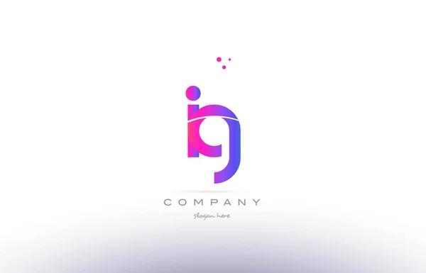 Ig i q  pink modern creative alphabet letter logo icon template — Stock Vector