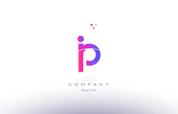 Ip i p rosa moderno alfabeto criativo letra logotipo ícone modelo — Vetor de Stock
