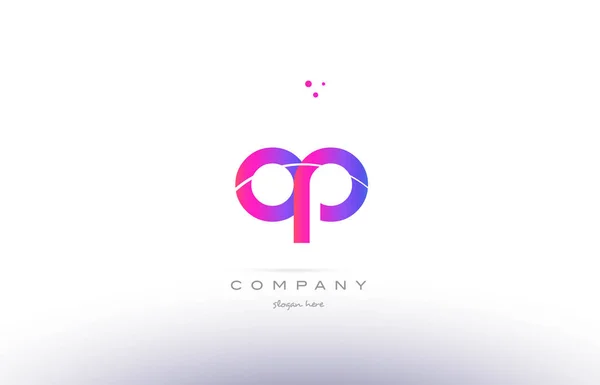 Op o p  pink modern creative alphabet letter logo icon template — Stock Vector