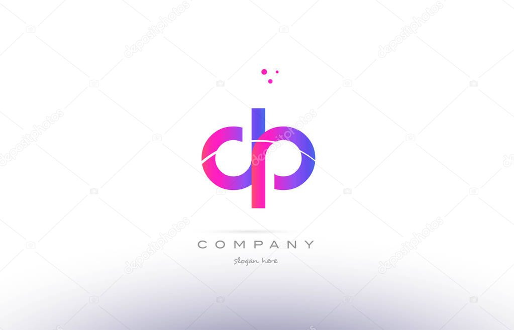 dp d p  pink modern creative alphabet letter logo icon template