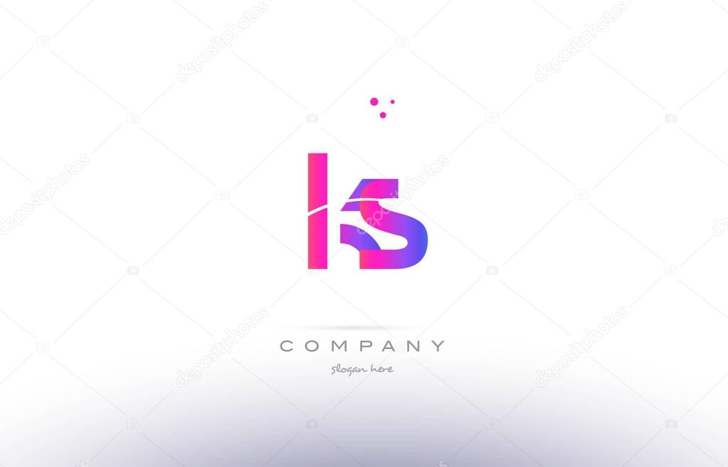 Ks k s  pink purple modern creative gradient alphabet company logo design vector icon template