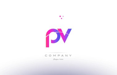 PV p v pembe modern yaratıcı Alfabe harf logo simge şablonu