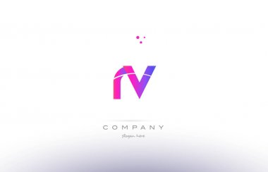 RV r v pembe modern yaratıcı Alfabe harf logo simge şablonu