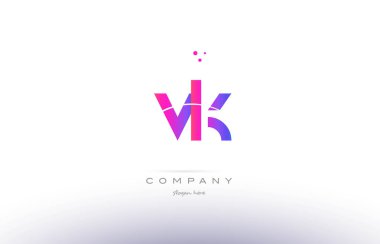VK v k pembe modern yaratıcı Alfabe harf logo simge şablonu