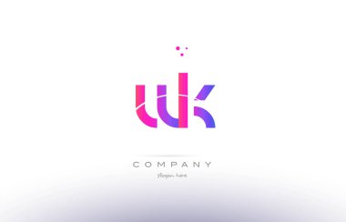 WK w k pembe modern yaratıcı Alfabe harf logo simge şablonu