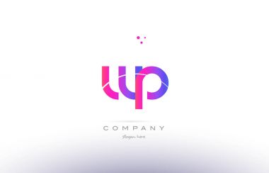 WP w p pembe modern yaratıcı Alfabe harf logo simge şablonu