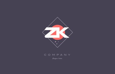 ZK z k vintage retro pembe mor Alfabe harf logo simge temp
