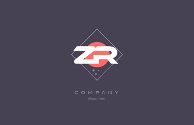 ZR z r vintage retro pembe mor Alfabe harf logo simge temp