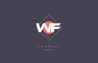WF w f vintage retro pembe mor Alfabe harf logo simge temp
