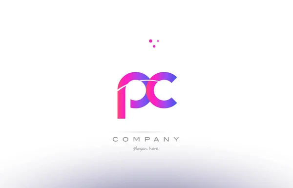 PC p c pembe modern yaratıcı Alfabe harf logo simge şablonu — Stok Vektör