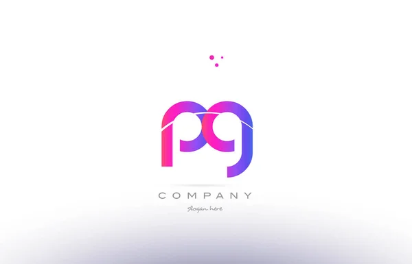 Pg p g  pink modern creative alphabet letter logo icon template — Stock Vector
