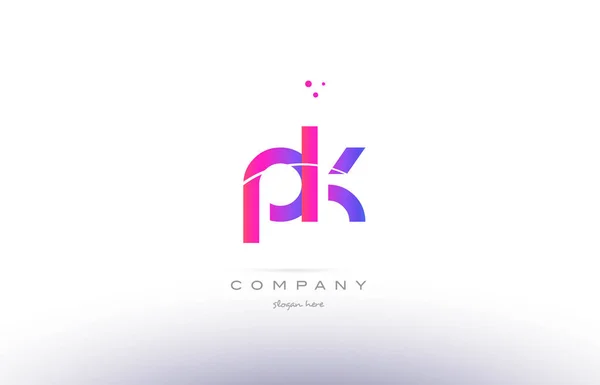 PK p k pembe modern yaratıcı Alfabe harf logo simge şablonu — Stok Vektör