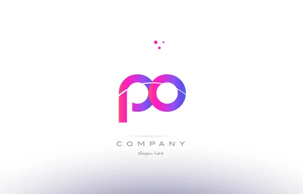 Po p o pembe modern yaratıcı Alfabe harf logo simge şablonu — Stok Vektör