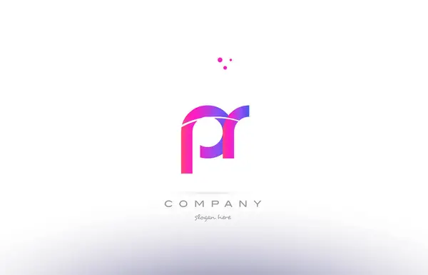 Pr p r rosa moderno alfabeto criativo letra logotipo ícone modelo — Vetor de Stock