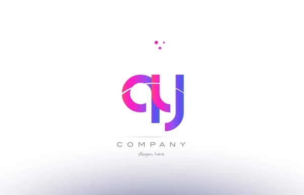 Qy q y  pink modern creative alphabet letter logo icon template — Stock Vector