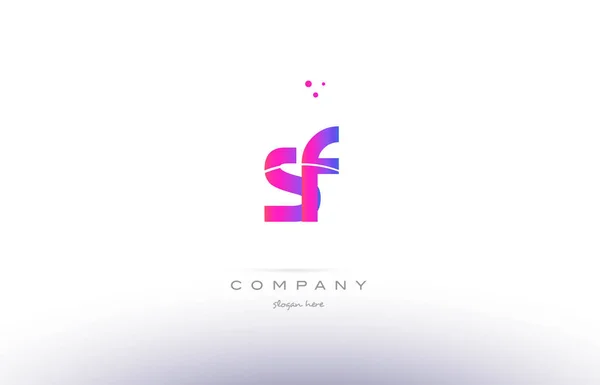 SF s f pembe modern yaratıcı Alfabe harf logo simge şablonu — Stok Vektör