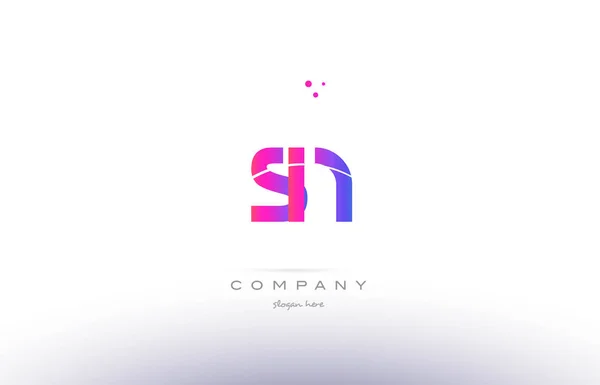 Sn s n pink modern creative alphabet letter icon template — стоковый вектор