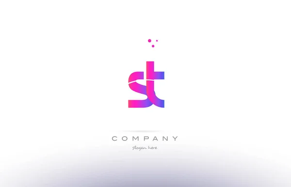 St s t  pink modern creative alphabet letter logo icon template — Stock Vector