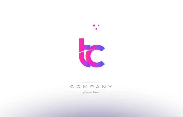 Tc t c 핑크 현대 창조적인 알파벳 편지 로고 아이콘 템플릿 — 스톡 벡터