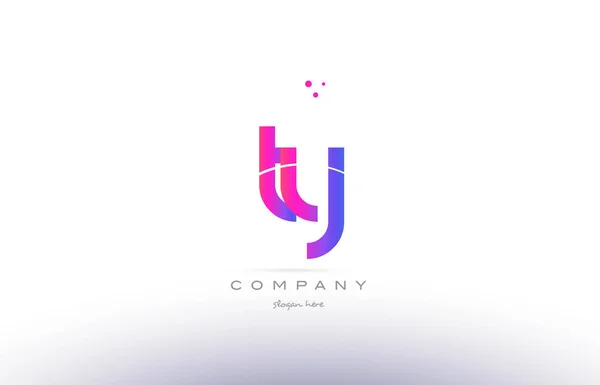 Ty t y  pink modern creative alphabet letter logo icon template — Stock Vector