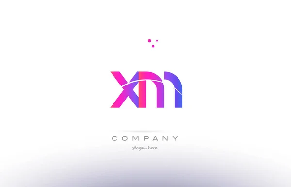 Xm x m  pink modern creative alphabet letter logo icon template — Stock Vector