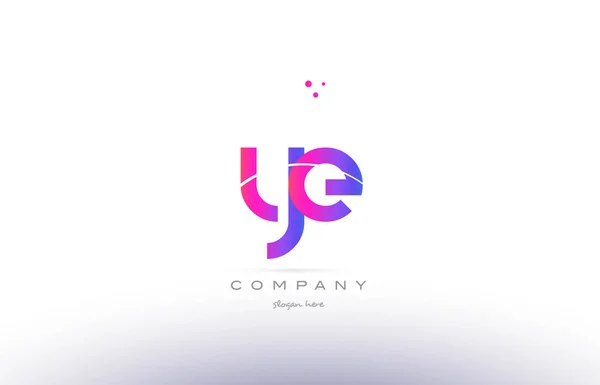 Ye y e  pink modern creative alphabet letter logo icon template — Stock Vector