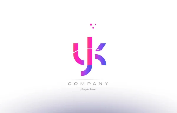 Yk y k  pink modern creative alphabet letter logo icon template — Stock Vector