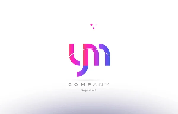 Ym y m  pink modern creative alphabet letter logo icon template — Stock Vector