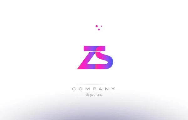ZS z s růžový moderní kreativní abeceda dopisu logo šablona ikony — Stockový vektor