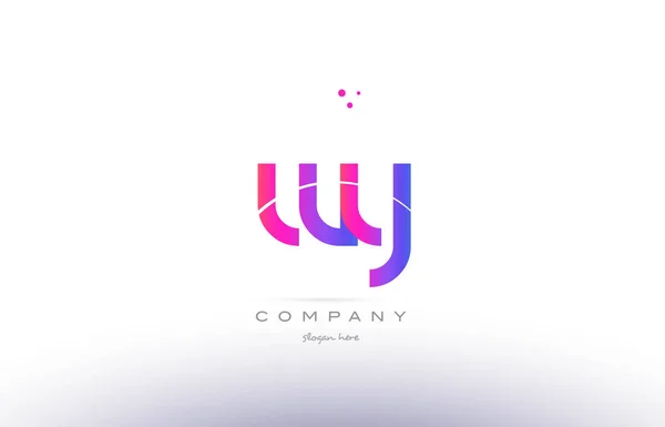 Wy w y  pink modern creative alphabet letter logo icon template — Stock Vector