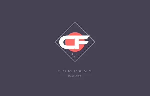 Cf c f  vintage retro pink purple alphabet letter logo icon temp — Stock Vector