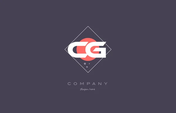 Cg c g vintage retro rosa alfabeto roxo letra logotipo ícone temp — Vetor de Stock
