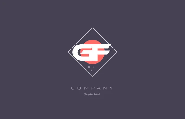 GF g f vintage retro roze paars alfabet letter logo pictogram temp — Stockvector