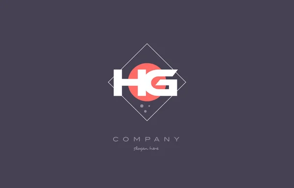 Hg h g vintage rétro rose violet lettre alphabet logo icône temp — Image vectorielle