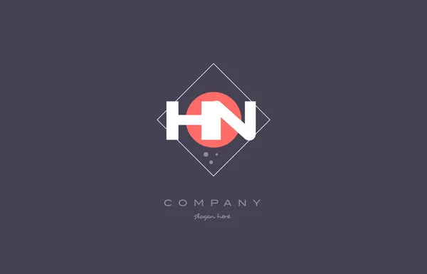 Hn h n vintage retro pink alphabet letter logo temp — стоковый вектор