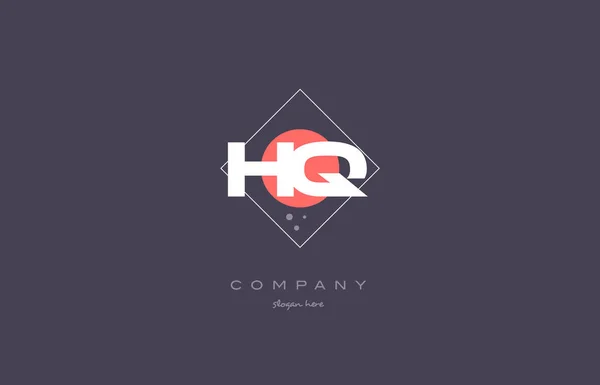 Hq h q vintage rétro rose violet lettre alphabet logo icône temp — Image vectorielle