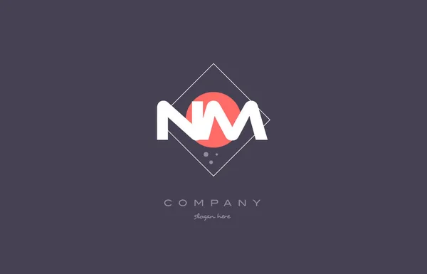 Nm n m vintage retro pink alphabet letter logo temp — стоковый вектор