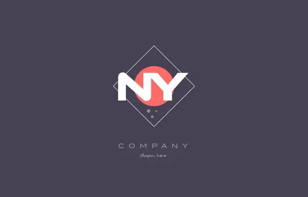 NY n y vintage ρετρό ροζ μοβ αλφάβητο επιστολής λογότυπο temp εικονίδιο — Διανυσματικό Αρχείο