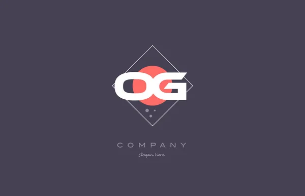 OG o g vintage ρετρό ροζ μοβ αλφάβητο επιστολής λογότυπο εικονίδιο temp — Διανυσματικό Αρχείο