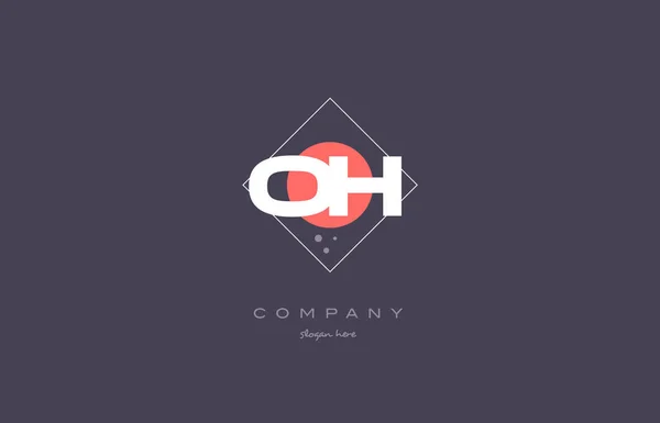 Oh o h vintage rétro rose violet lettre alphabet logo icône temp — Image vectorielle