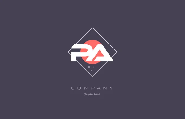 Pa p a  vintage retro pink purple alphabet letter logo icon temp — Stock Vector