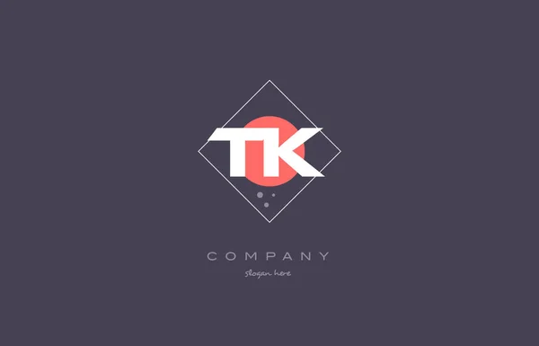 Tk t k  vintage retro pink purple alphabet letter logo icon temp — Stock Vector