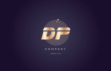 DP d p altın metal mor Alfabe harf logo simge şablonu