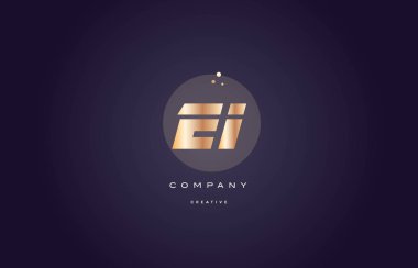 ei e i altın metal mor Alfabe harf logo simge şablonu