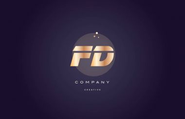 FD f d altın metal mor Alfabe harf logo simge şablonu