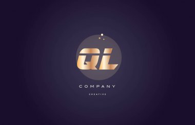 ql q l altın metal mor Alfabe harf logo simge şablonu