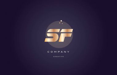 SF s f altın metal mor Alfabe harf logo simge şablonu