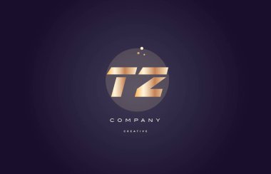 TZ t z altın metal mor Alfabe harf logo simge şablonu