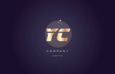 YC y c altın metal mor Alfabe harf logo simge şablonu